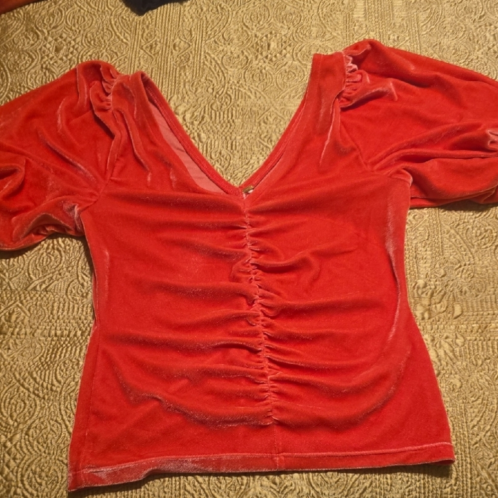 BOX B Free People  Velvet Women's Top V Neckline,